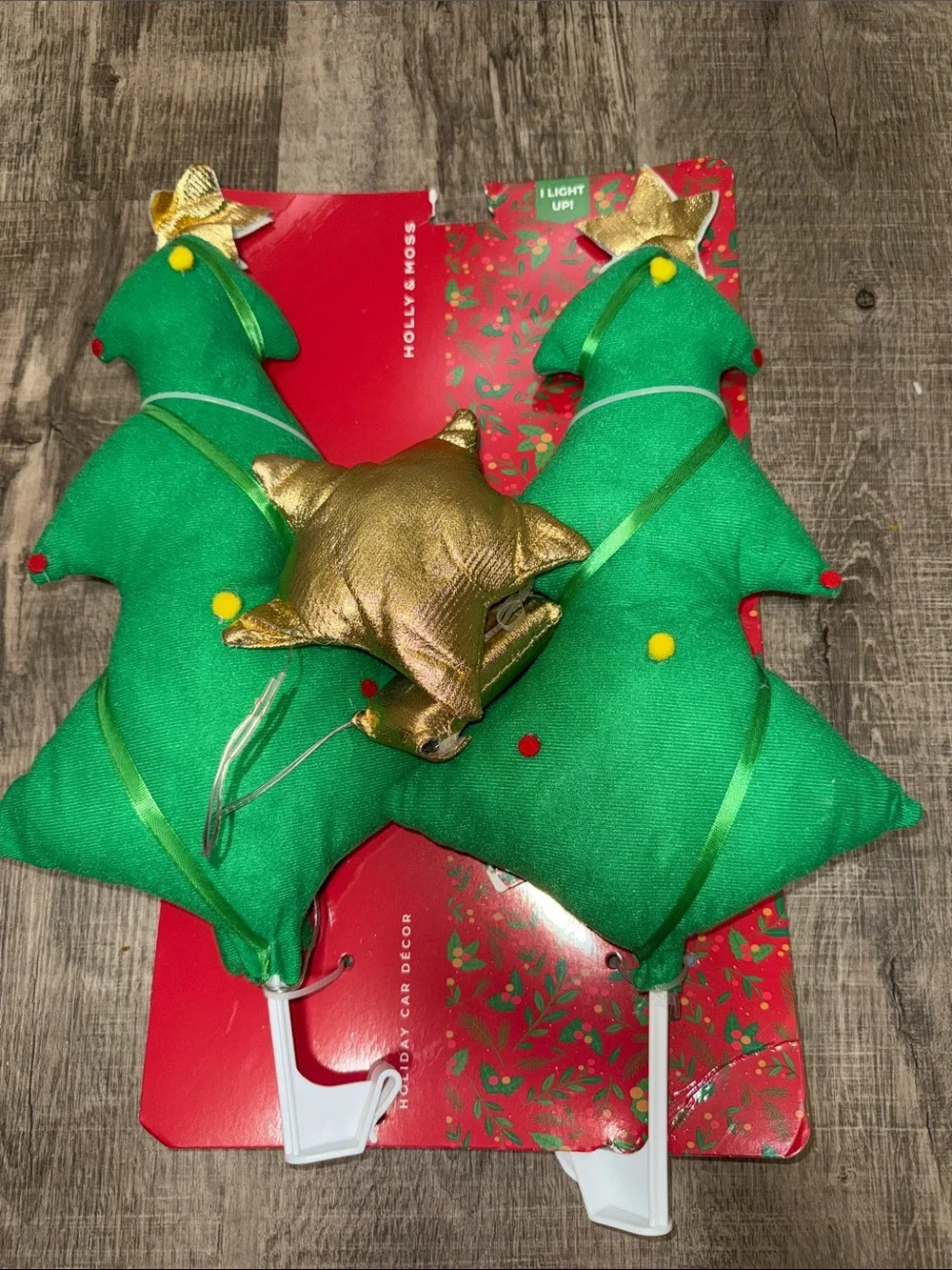 Green Light-Up Holiday Tree Pillow Duo